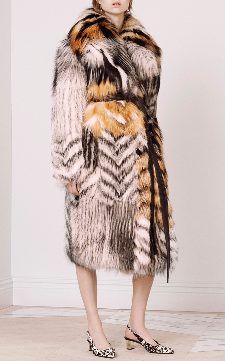 Lyst Jason Wu Patched Fox Fur Coat In Gray