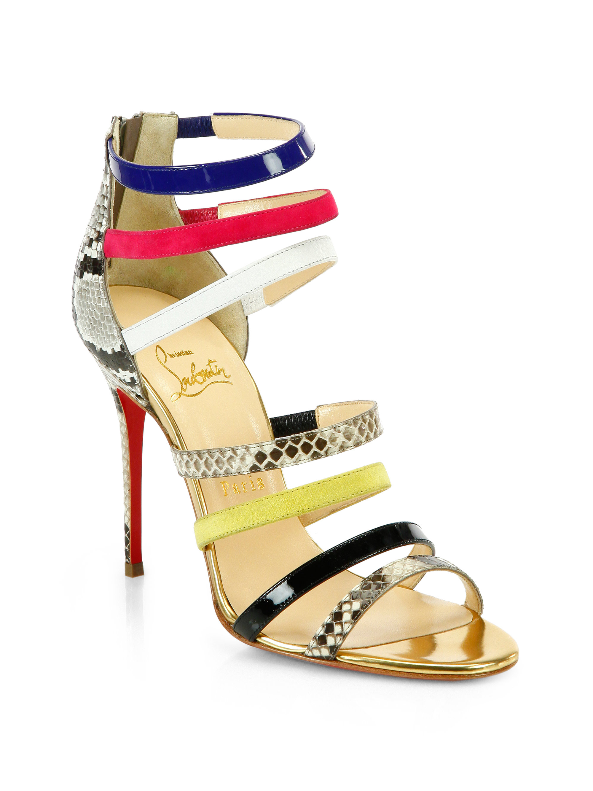 Christian louboutin Marniere Strappy Python Sandals in Multicolor ...