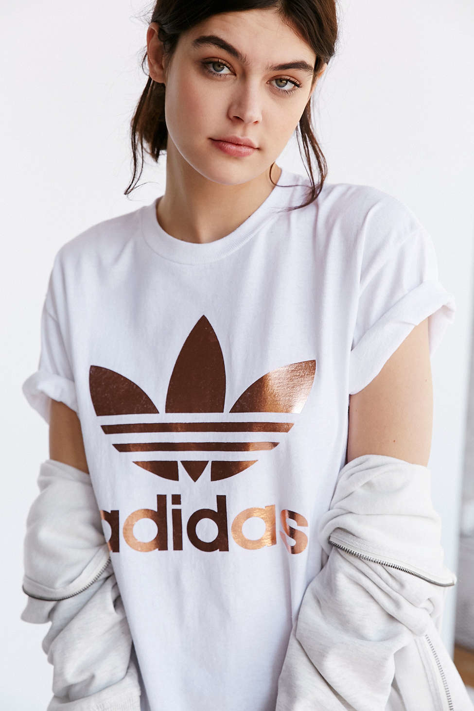 Lyst - Adidas Originals Originals Metallic Logo T-Shirt in White