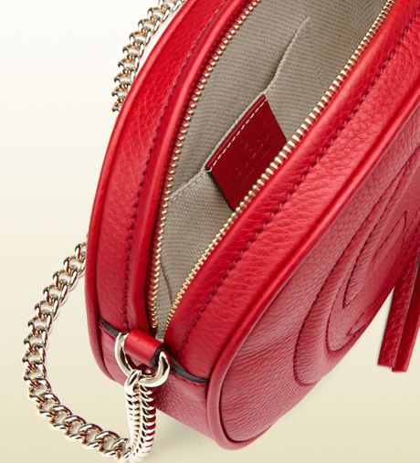Gucci Soho Leather Mini Chain Bag in Red | Lyst