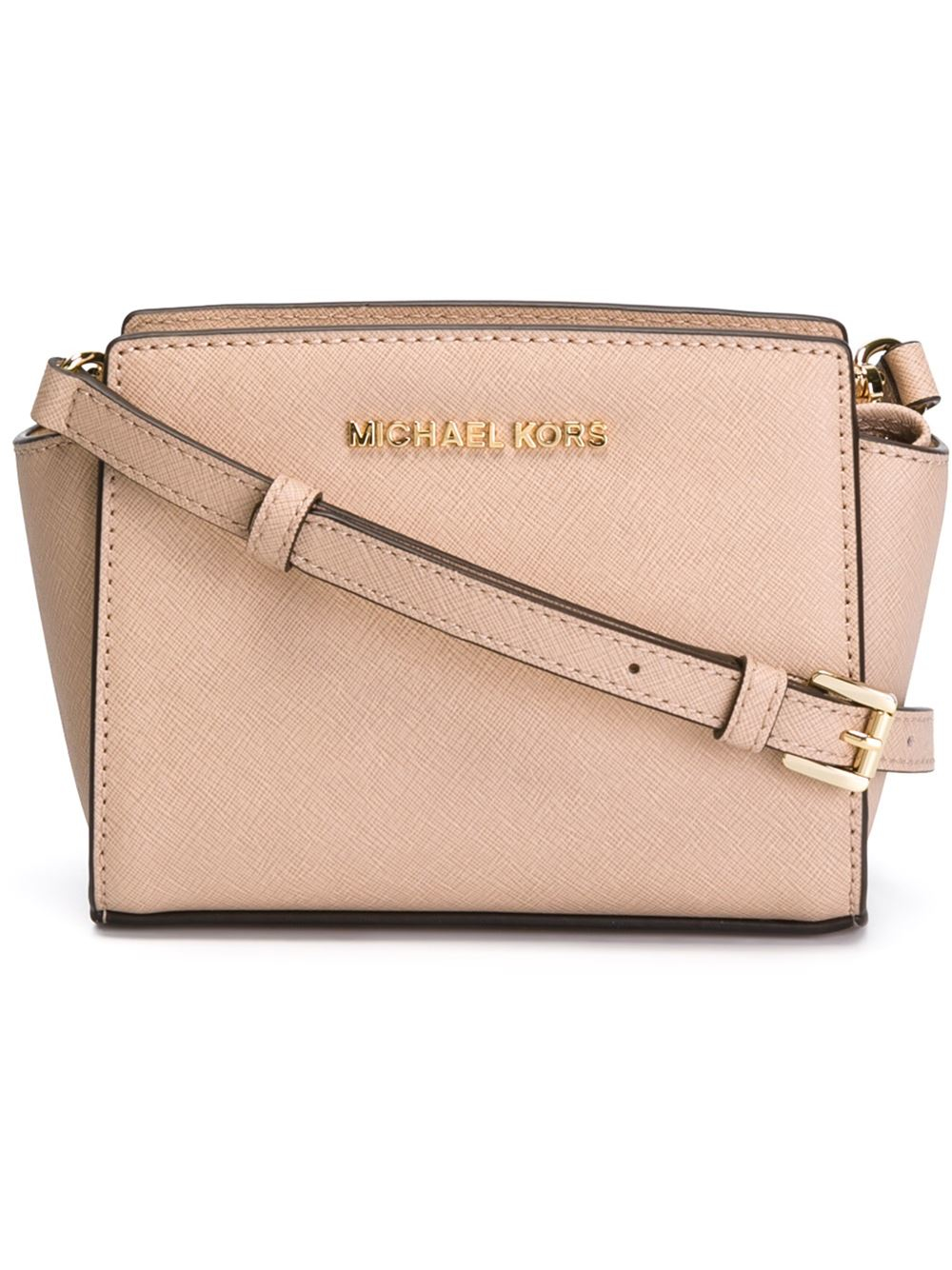 Lyst Michael Kors Mini Selma Leather Cross Body Bag In Natural Gallery