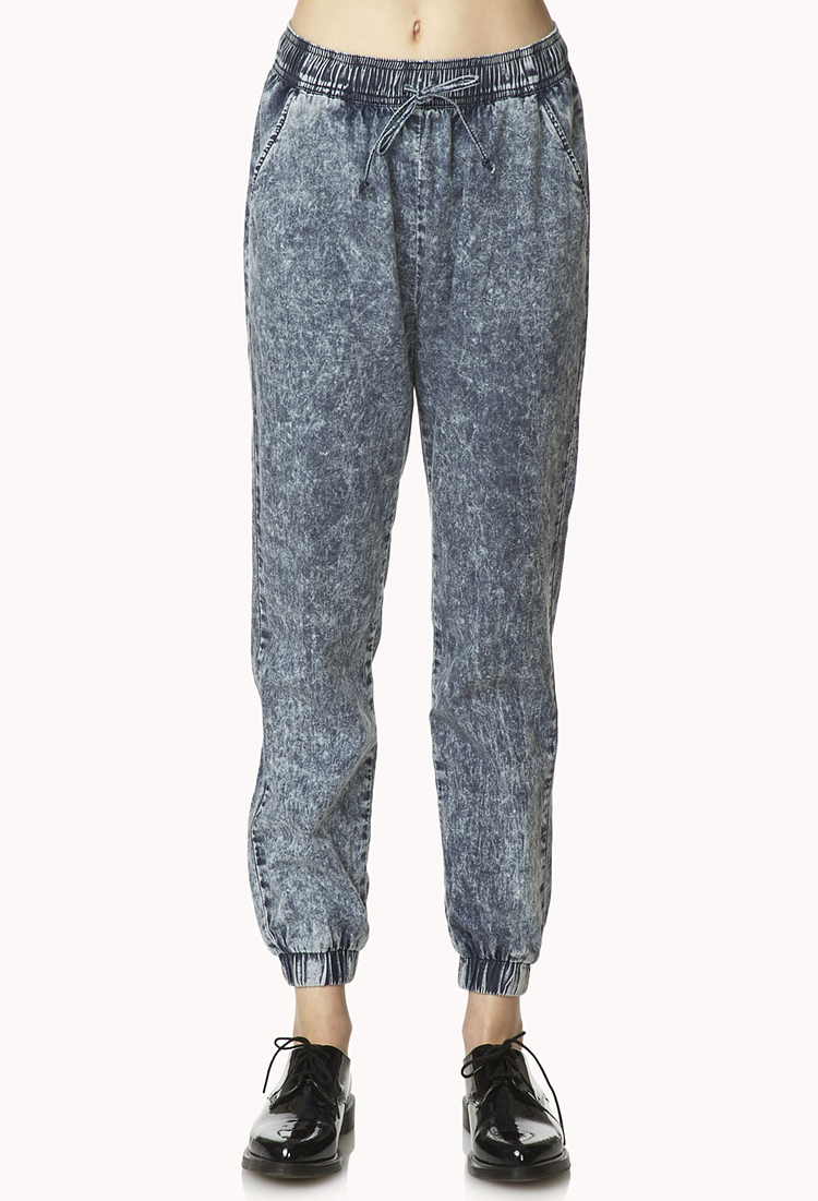 Forever 21 Throwback Acid Wash Joggers in Blue (DENIM WASHED) | Lyst