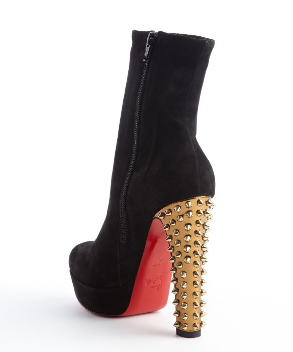 Christian louboutin Black and Gold Suede Spike Taclou Booty 140 ...