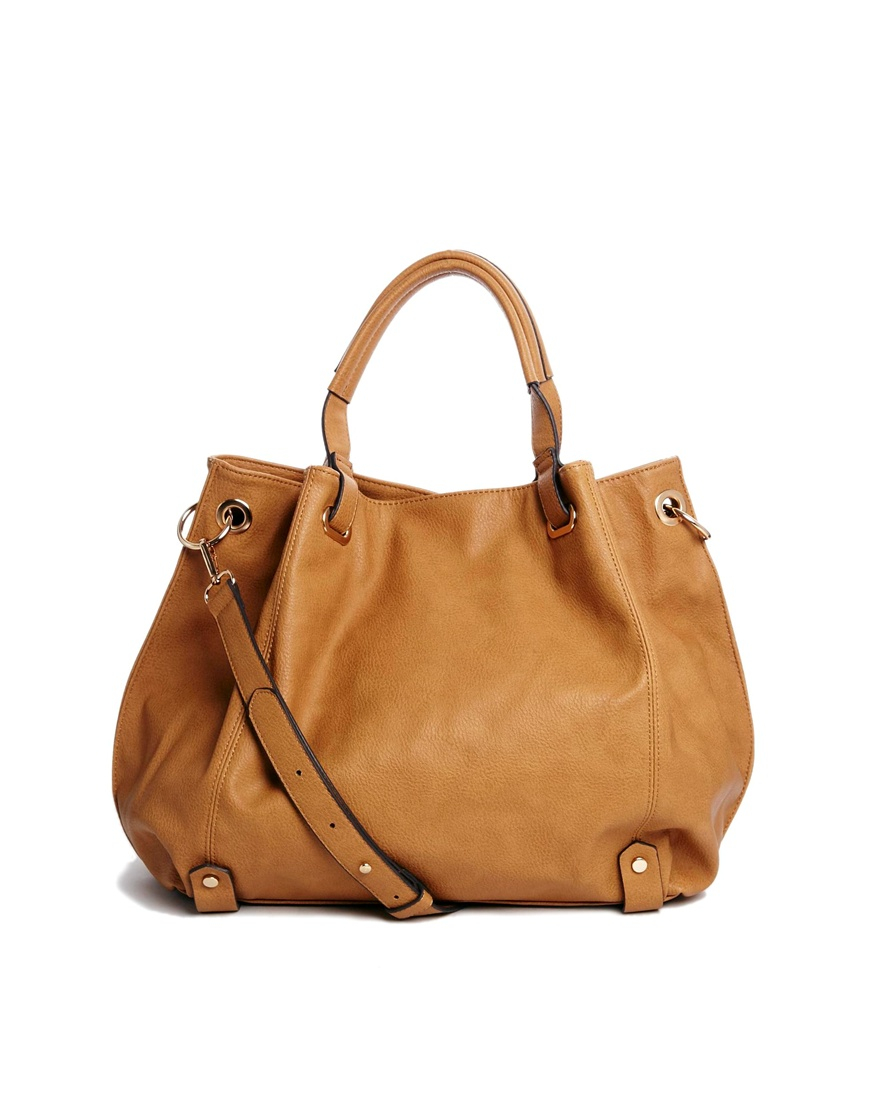 Mango Faux Leather Slouch Shoulder Bag in Brown | Lyst