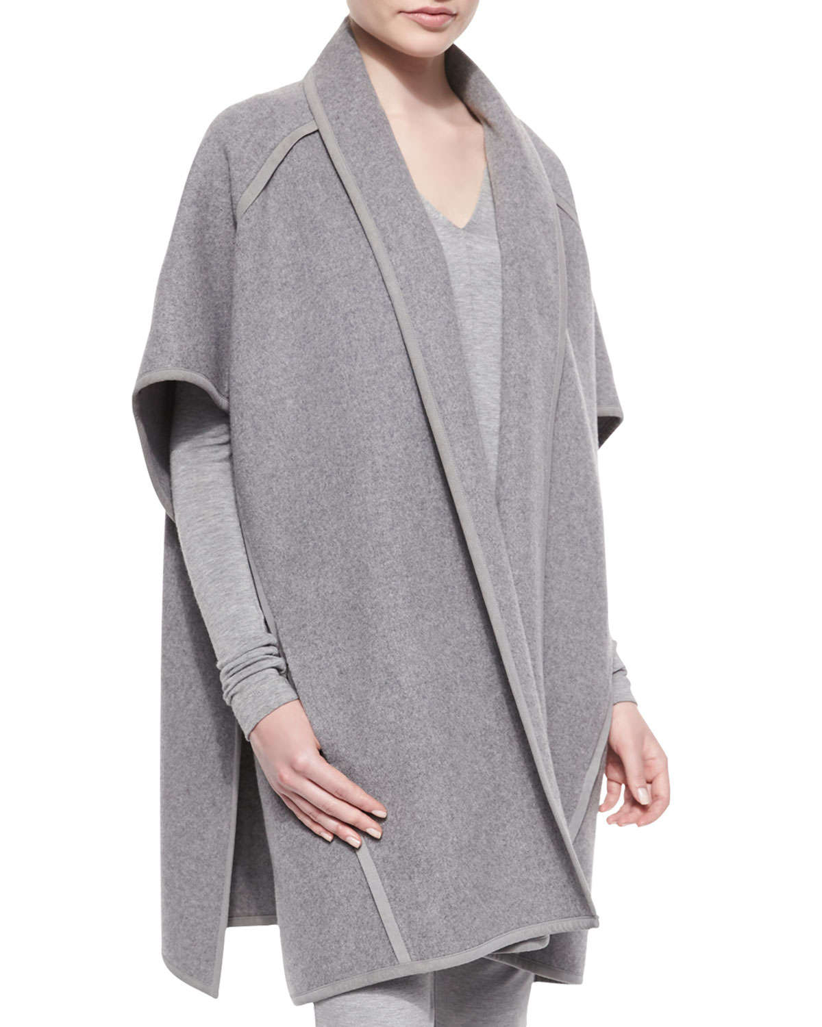 Donna karan Double-faced Cashmere Belted Coat in Gray | Lyst