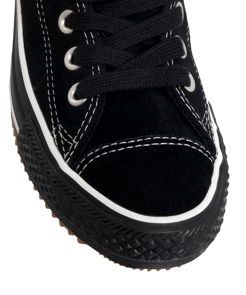 converse black leather faux fur lined hi trainers