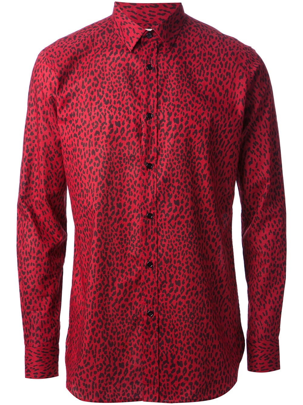 Lyst - Saint Laurent Leopard Print Shirt in Red for Men