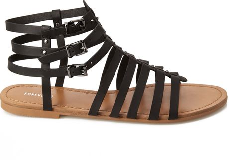 Forever 21 Studded Gladiator Sandals in Black | Lyst