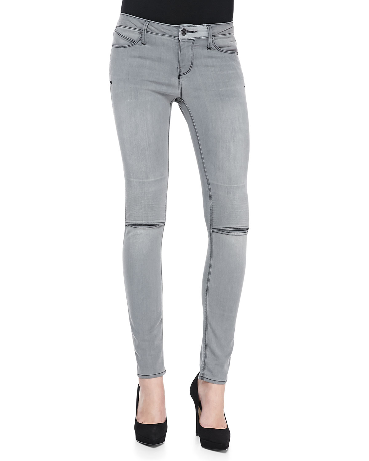 Rta Denim Slit-knee Skinny Denim Jeans in Gray (GREY POWDER) | Lyst