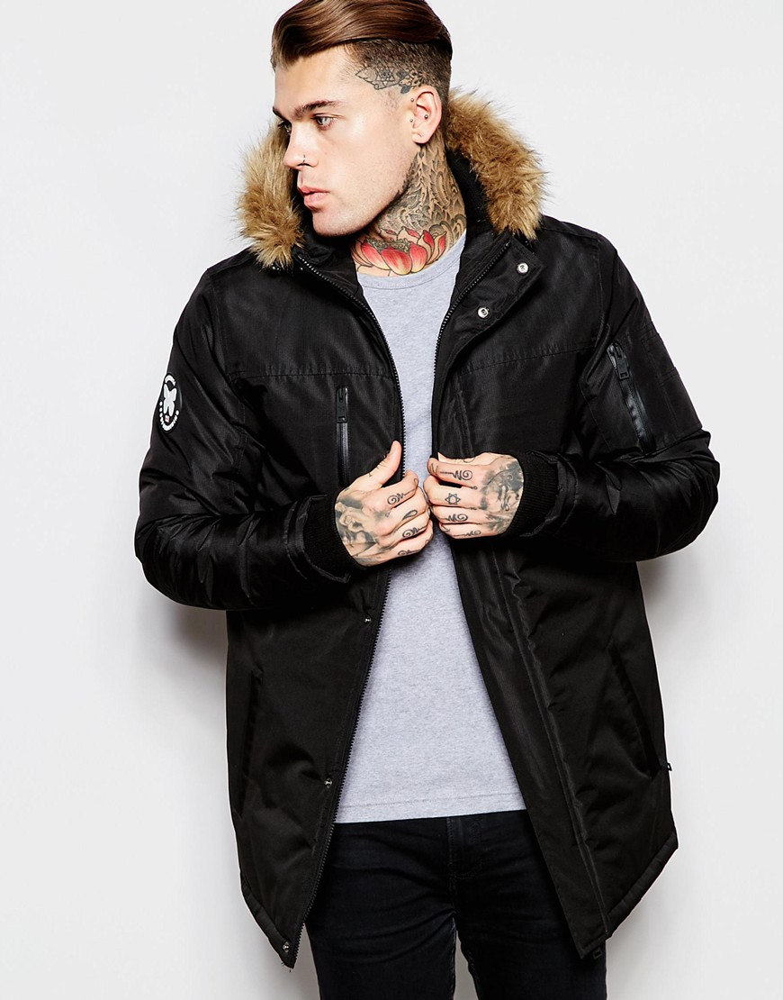 Lyst Good For Nothing Parka  With Faux Fur Hood in Black  