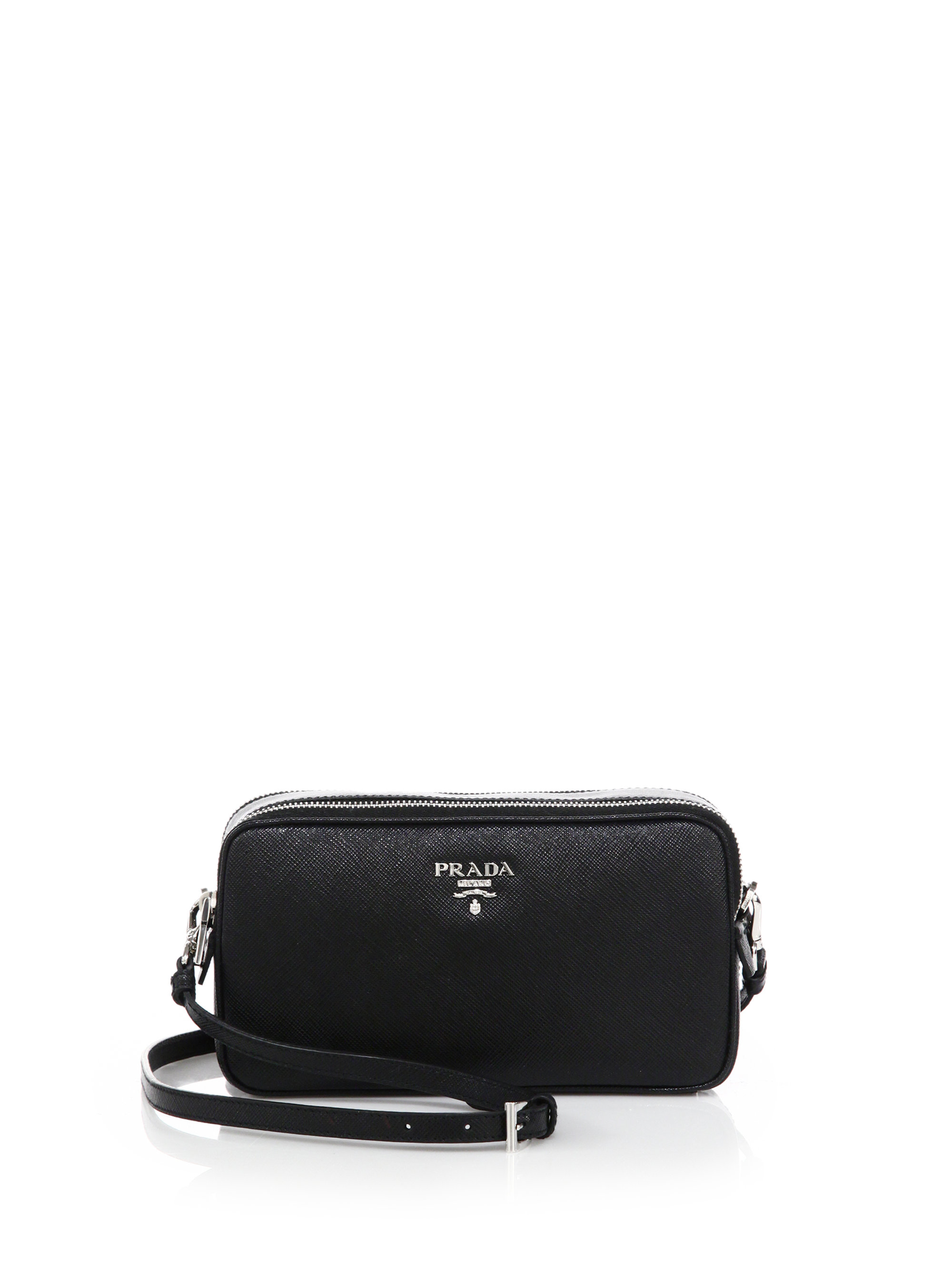 Prada Saffiano Leather Camera Bag in Black (nero) | Lyst