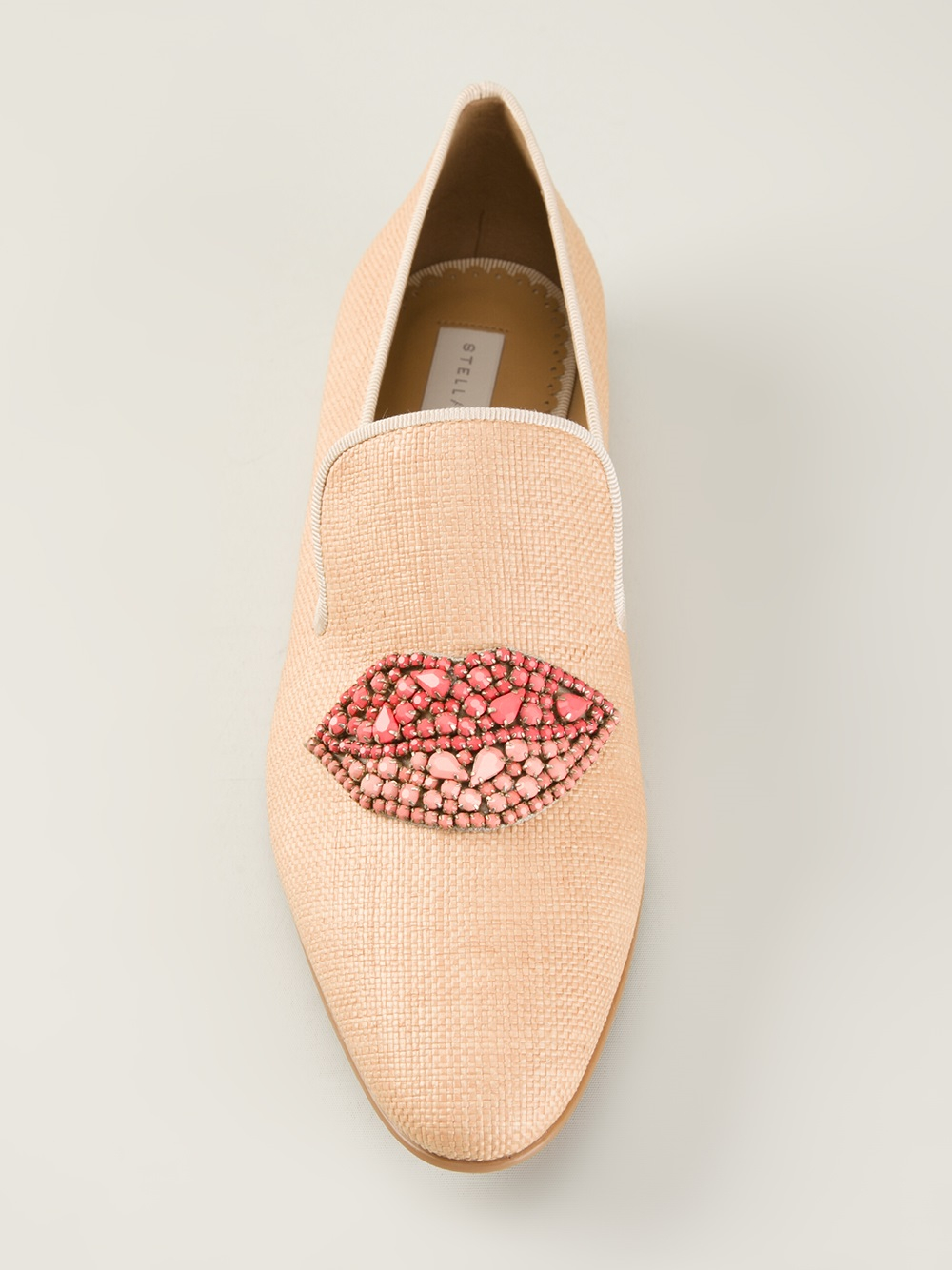 Lyst Stella mccartney Lips Embellished Slipper in Natural