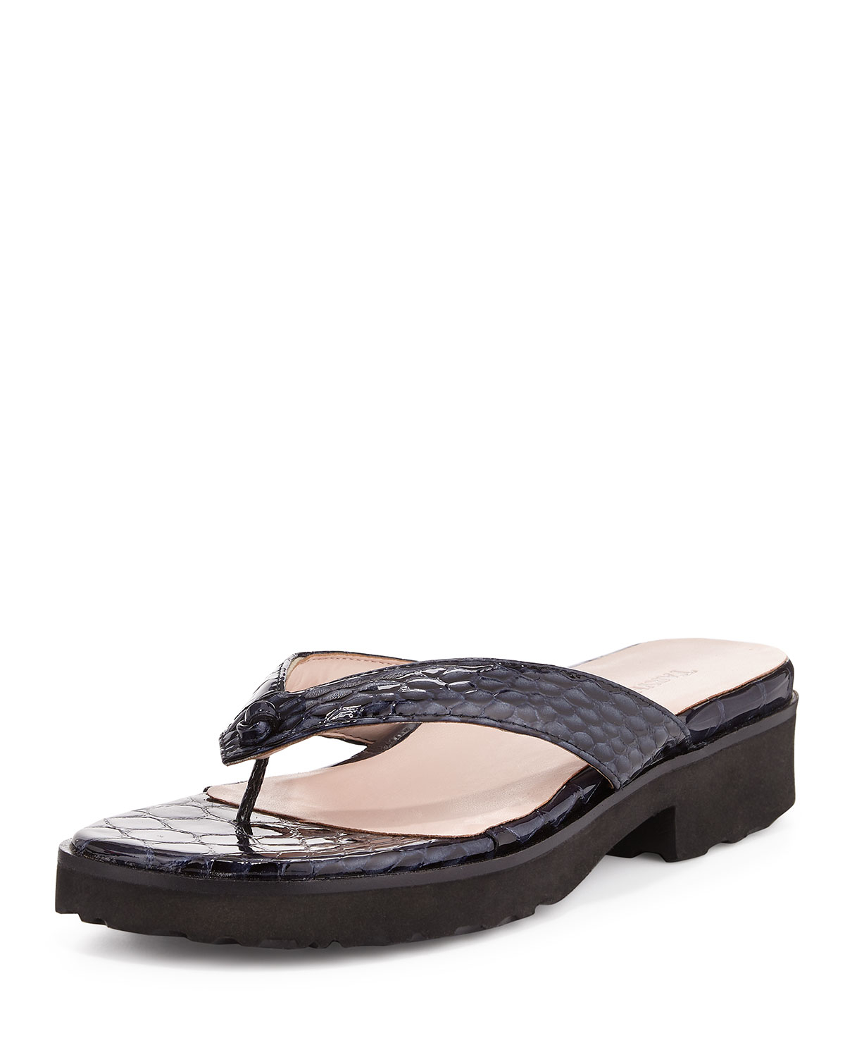 Lyst - Taryn Rose Tara Serpent Patent Leather Sandal in Black