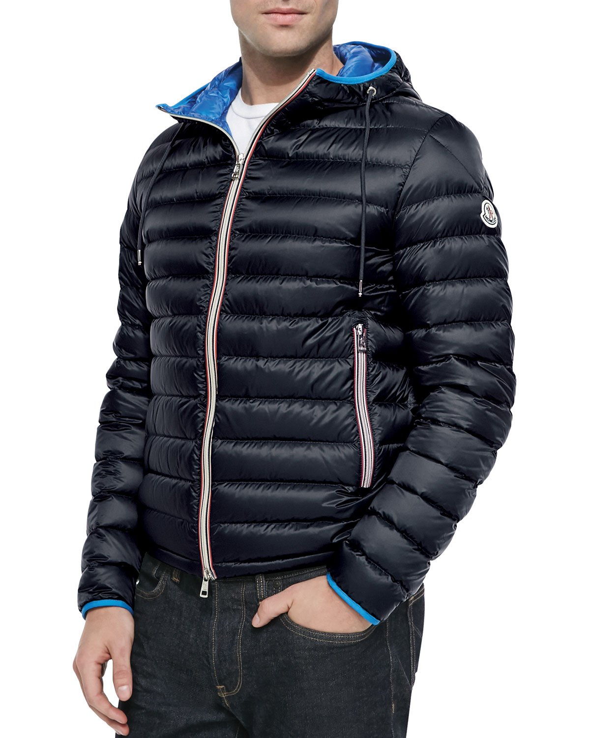 Lyst - Moncler Athenes Hooded Puffer Jacket in Blue for Men