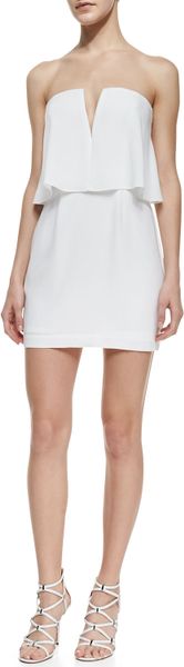 Bcbgmaxazria Kate Strapless Dress with Flounce Bodice in White | Lyst