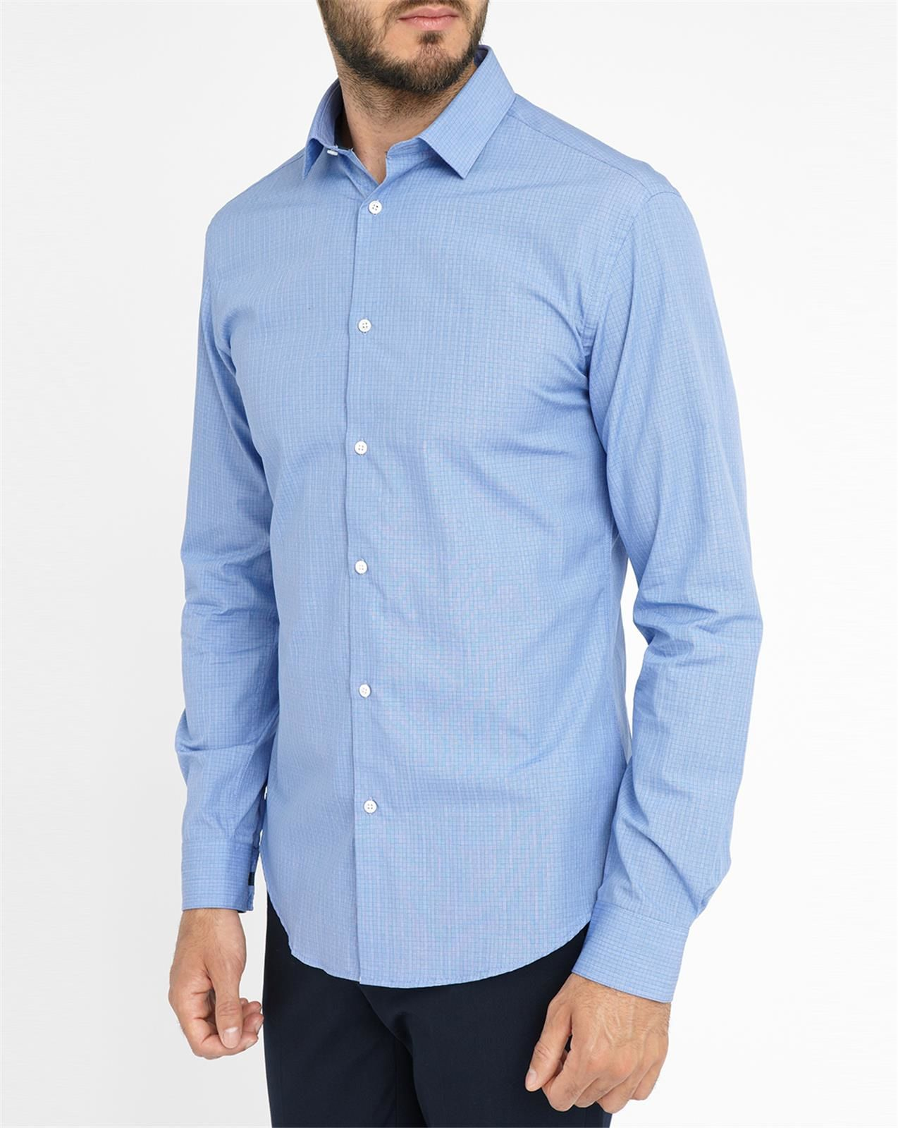 Celio club Light-blue Checked Slim-fit Shirt in Blue for Men | Lyst