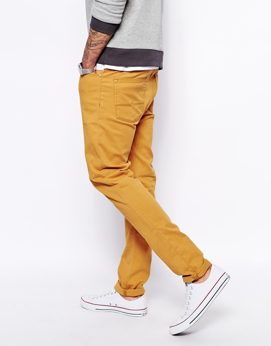 Lyst Asos Skinny Jeans In Yellow For Men