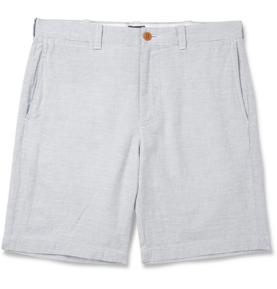 J.crew Stanton Striped Cotton And Linen Shorts in Blue for Men | Lyst