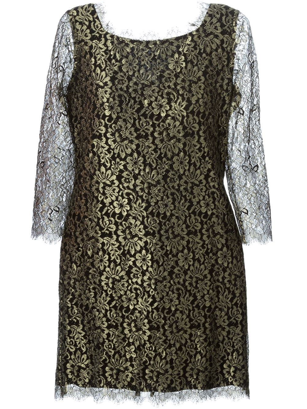 Diane von furstenberg 'zarita' Lace Dress in Gold (metallic) | Lyst