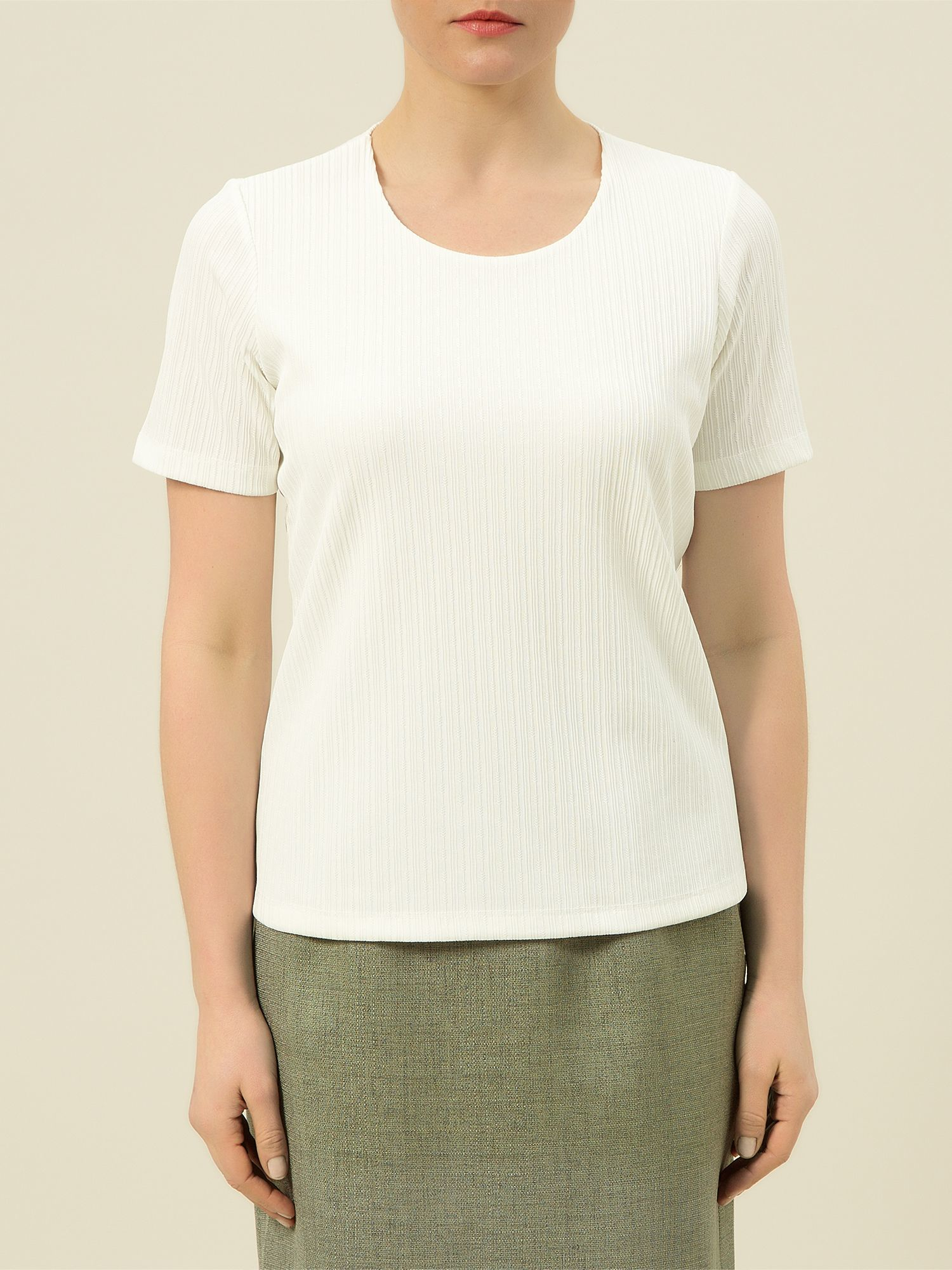 Eastex Round Neck Pique Top in Natural | Lyst