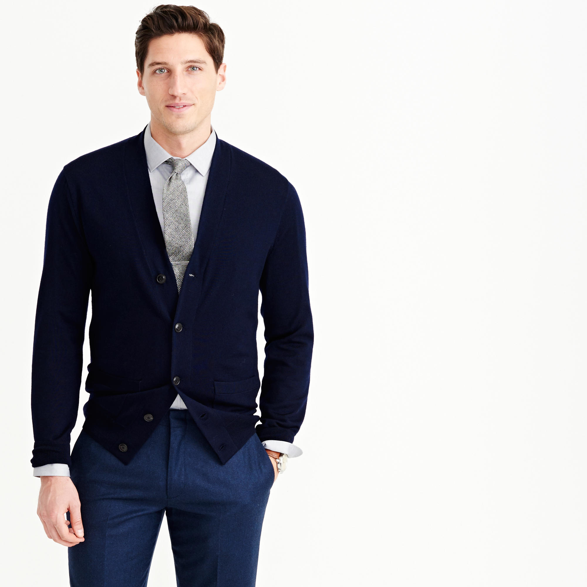 J.crew Tall Merino Wool Cardigan Sweater in Blue for Men (navy) Lyst