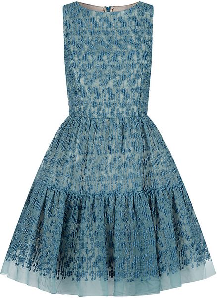 Red Valentino Stencil Flower Fit and Flare Dress in Blue | Lyst