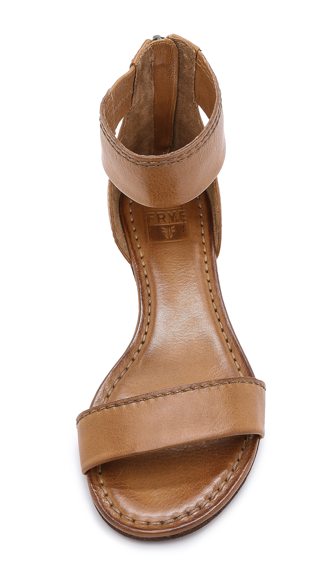 Lyst - Frye Carson Ankle Zip Flat Sandals - Camel in Natural