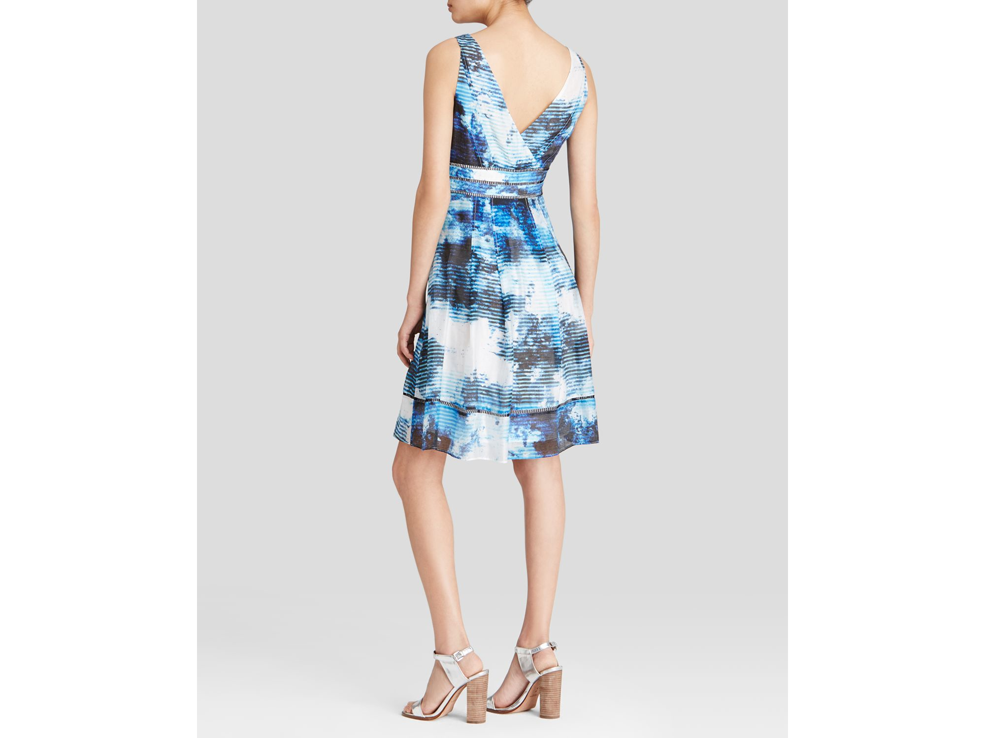 adrianna papell printed chiffon gown
