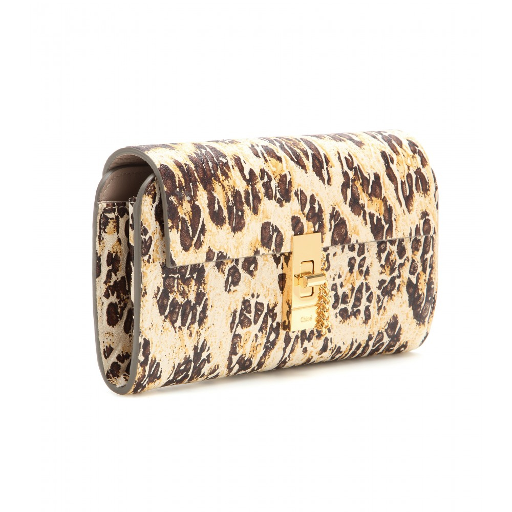 Chlo Drew Printed Leather Wallet in Animal (leopard) | Lyst