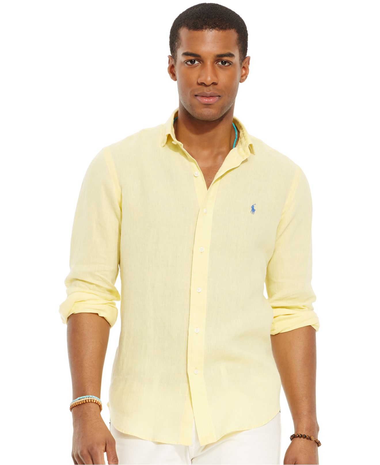 Lyst Polo Ralph Lauren Linen Sport Shirt in Yellow for Men