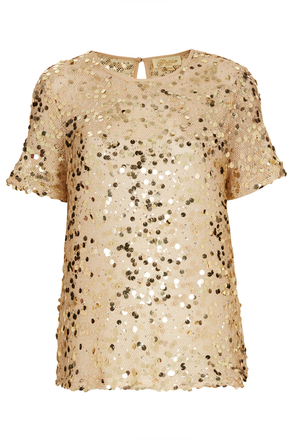 Topshop Sequin Mesh Tshirt By Goldie in Gold | Lyst