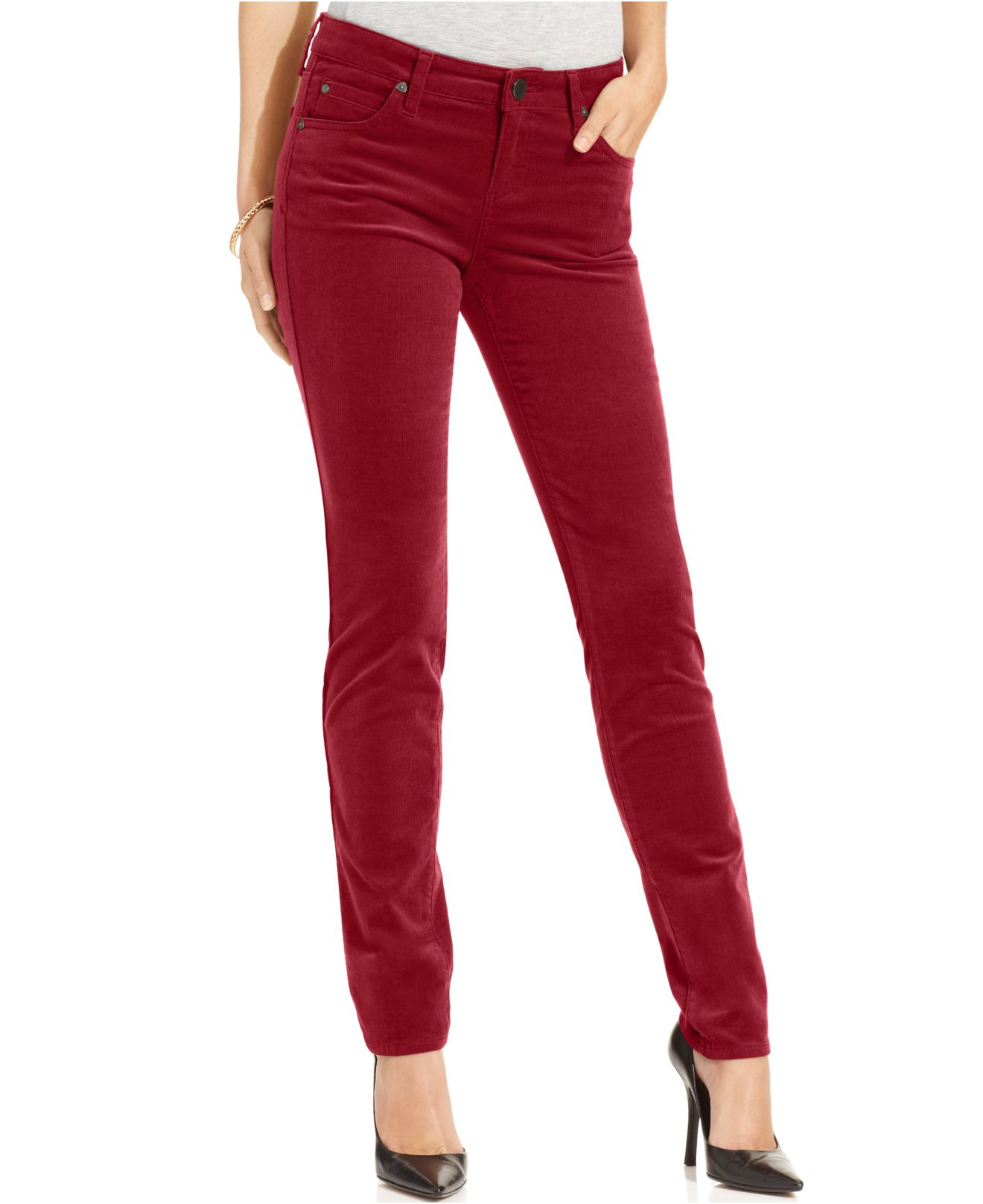 Plain red corduroy pants - Pants - Woman