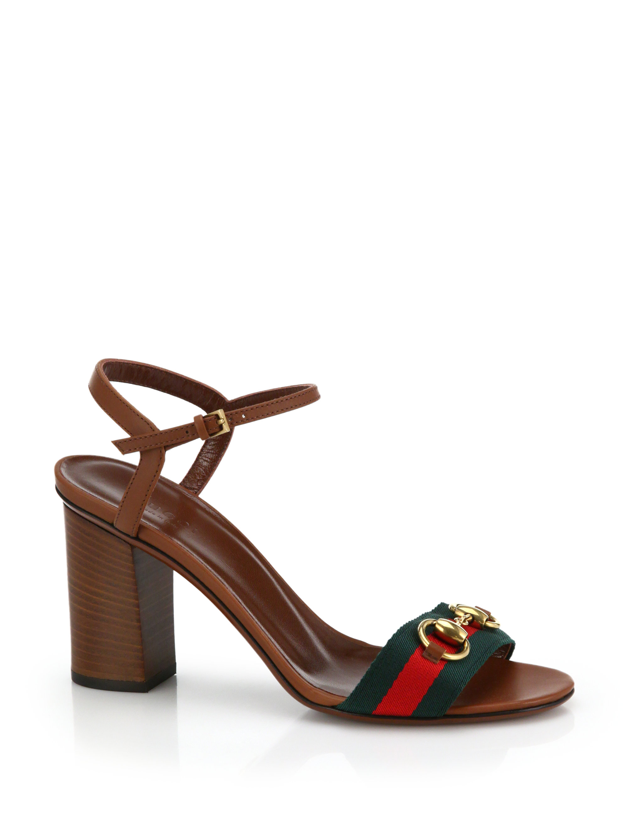 Lyst - Gucci Horsebit Fabric & Leather Sandals in Brown