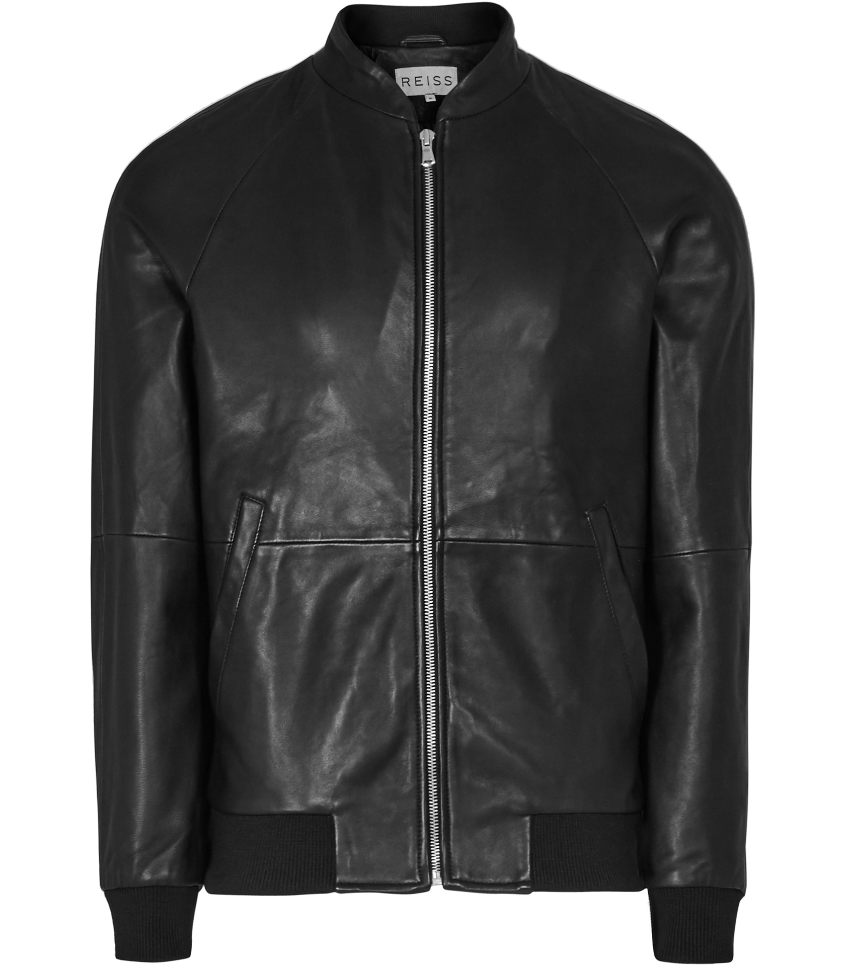 Reiss Kent Leather Bomber Jacket in Black for Men | Lyst