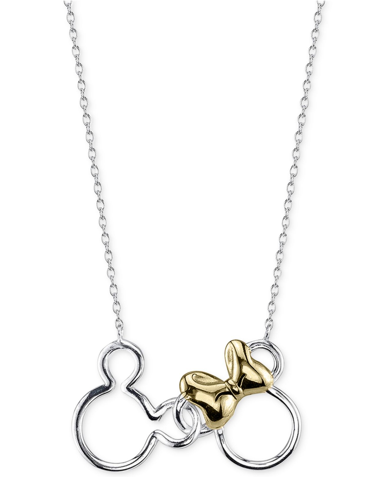 Lyst Disney Mickey And Minnie Mouse Necklace In Sterling Silver With 14k Gold Plating in Gray