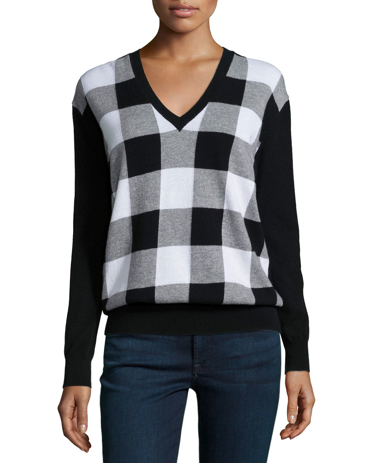 Lyst - Autumn Cashmere Cashmere Buffalo-check Sweater in Black