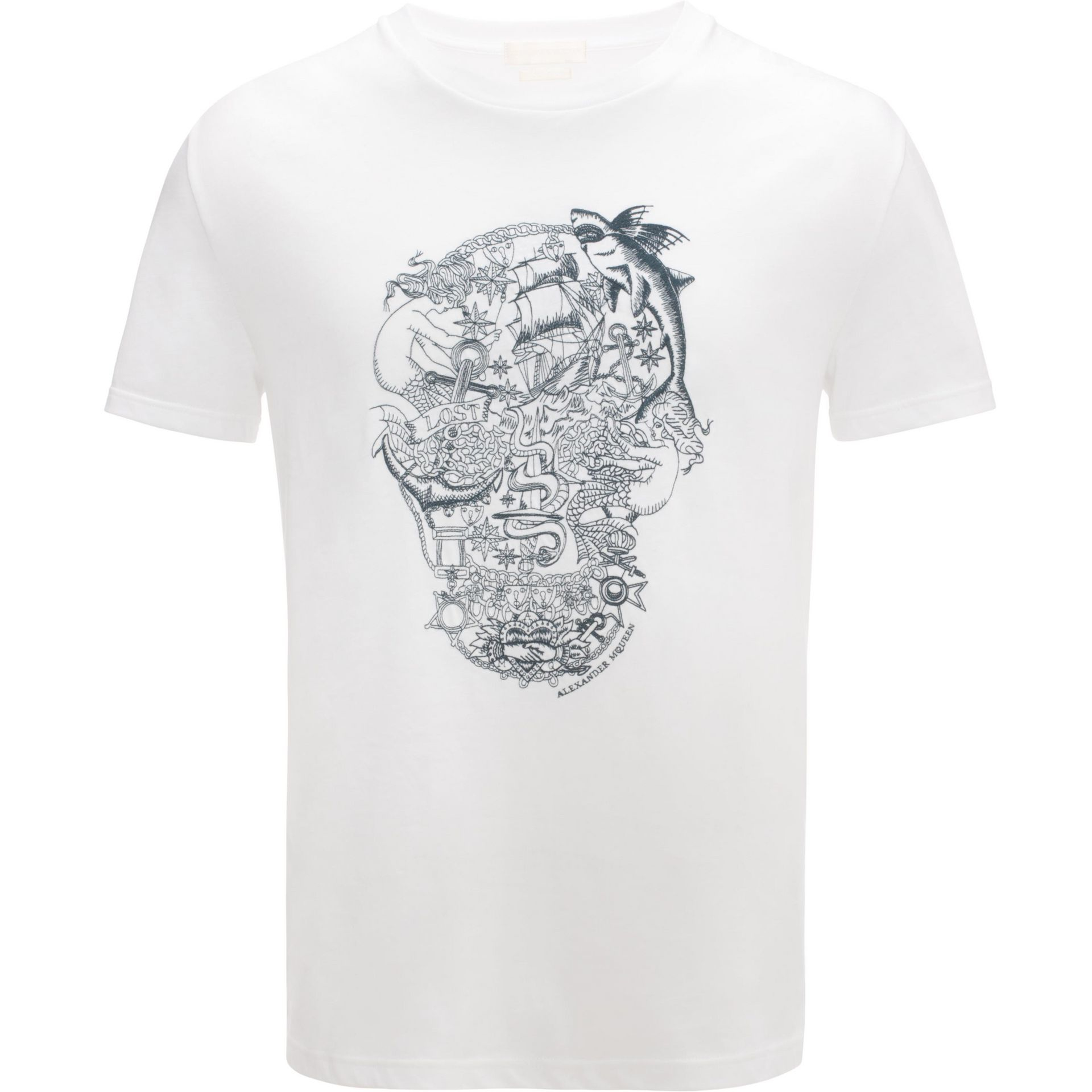 Lyst - Alexander Mcqueen Skull Embroidered T-shirt in White for Men