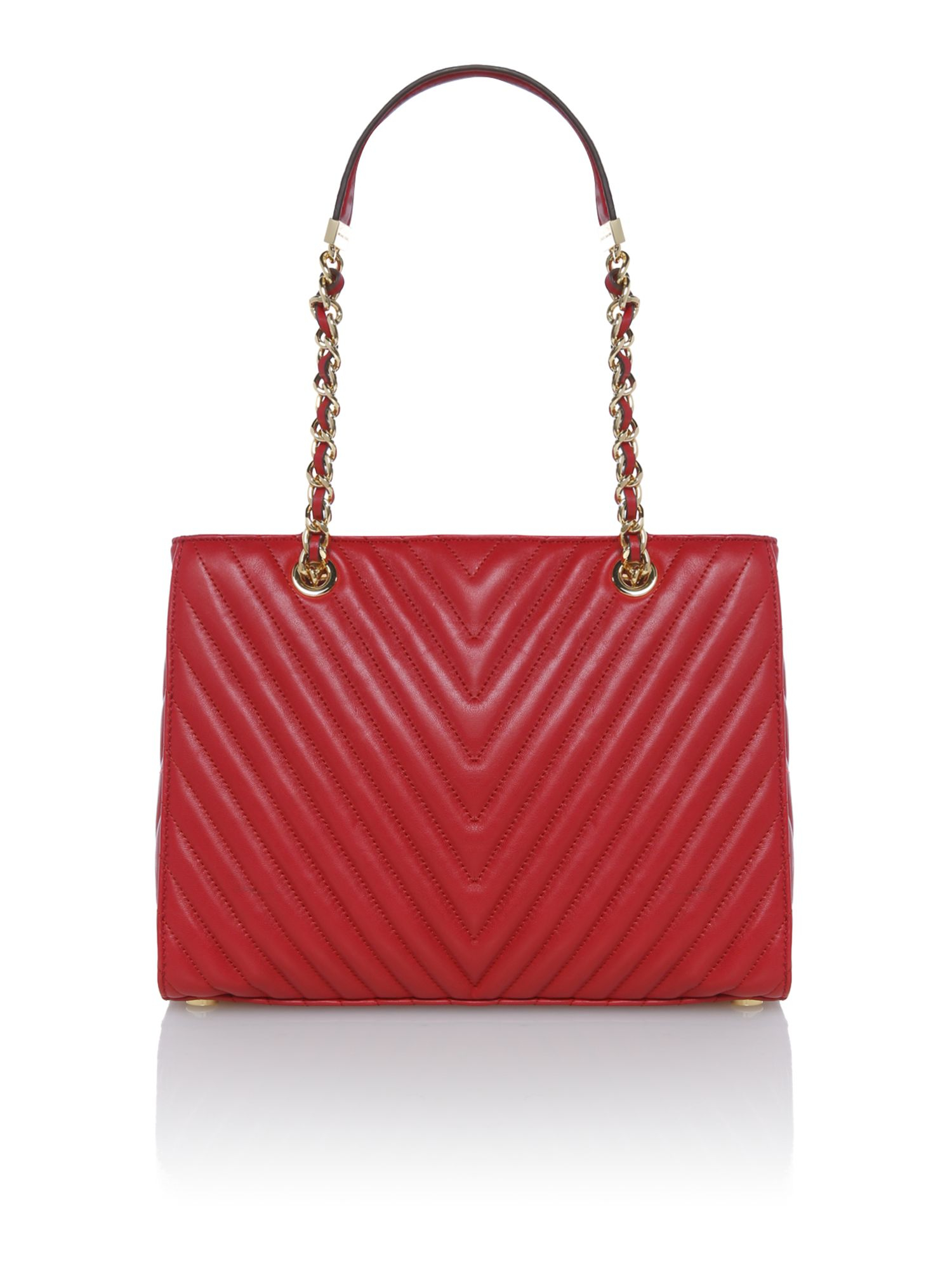 Michael kors Susannah Red Quilt Shoulder Tote Bag in Red | Lyst