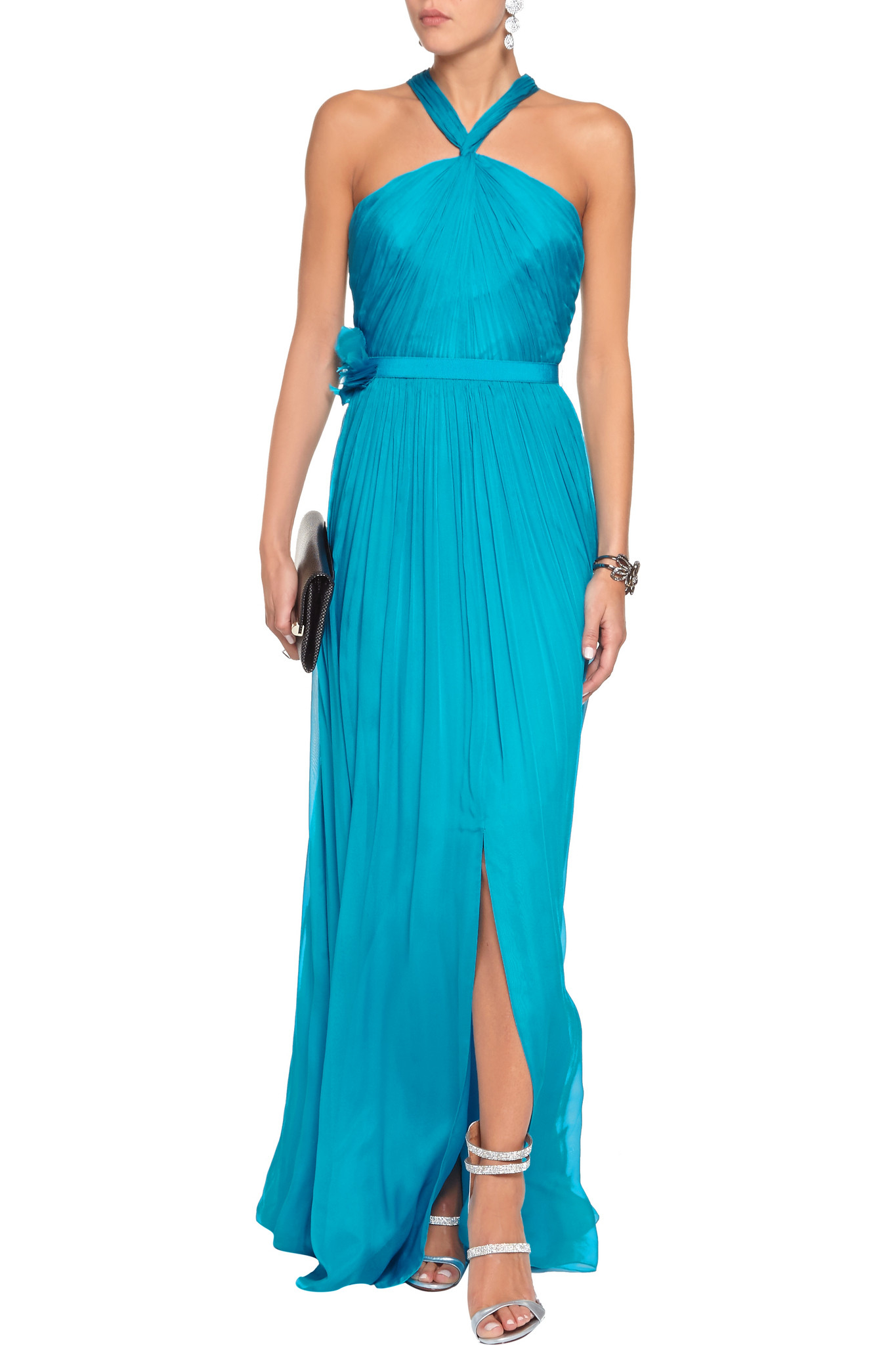 Matthew williamson Embellished Pleated Silk-chiffon Gown in Blue ... Matthew williamson Embellished Pleated Silk-chiffon Gown in Blue ...