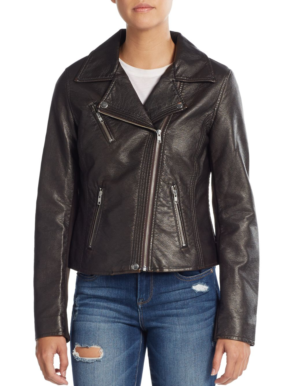 Lyst Bagatelle Faux Leather Moto Jacket in Brown