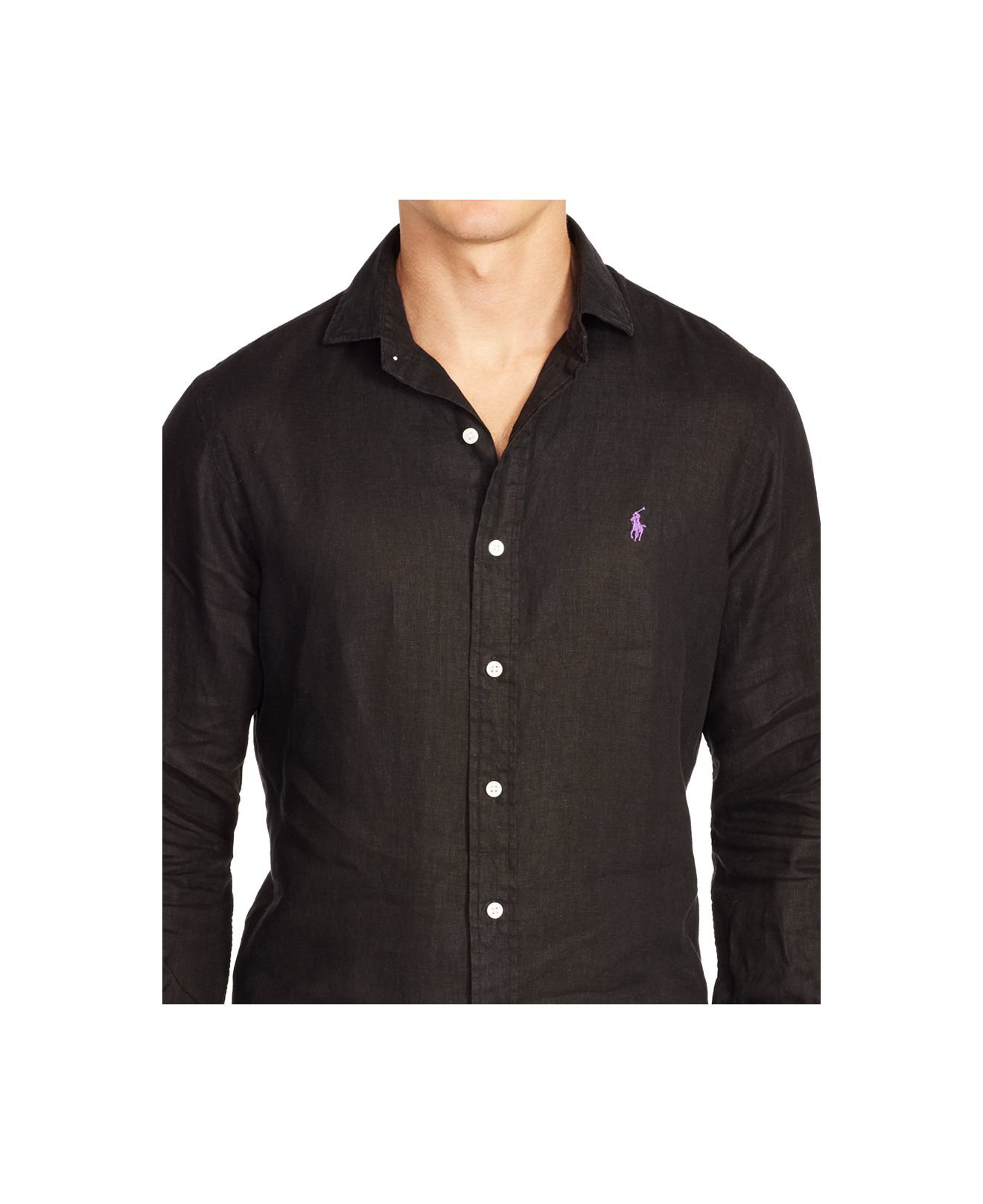 ralph lauren black linen shirt