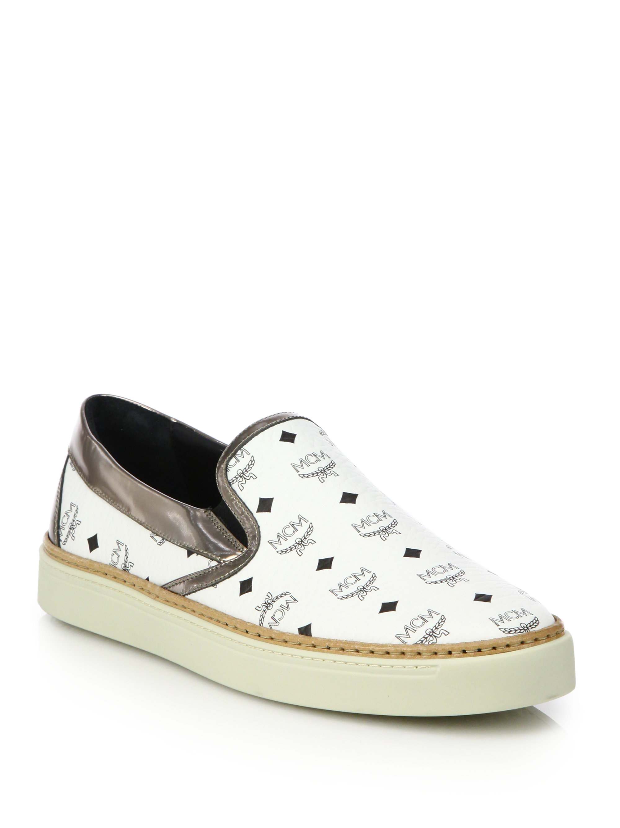 Lyst - Mcm Slip-on Logo Sneakers in White