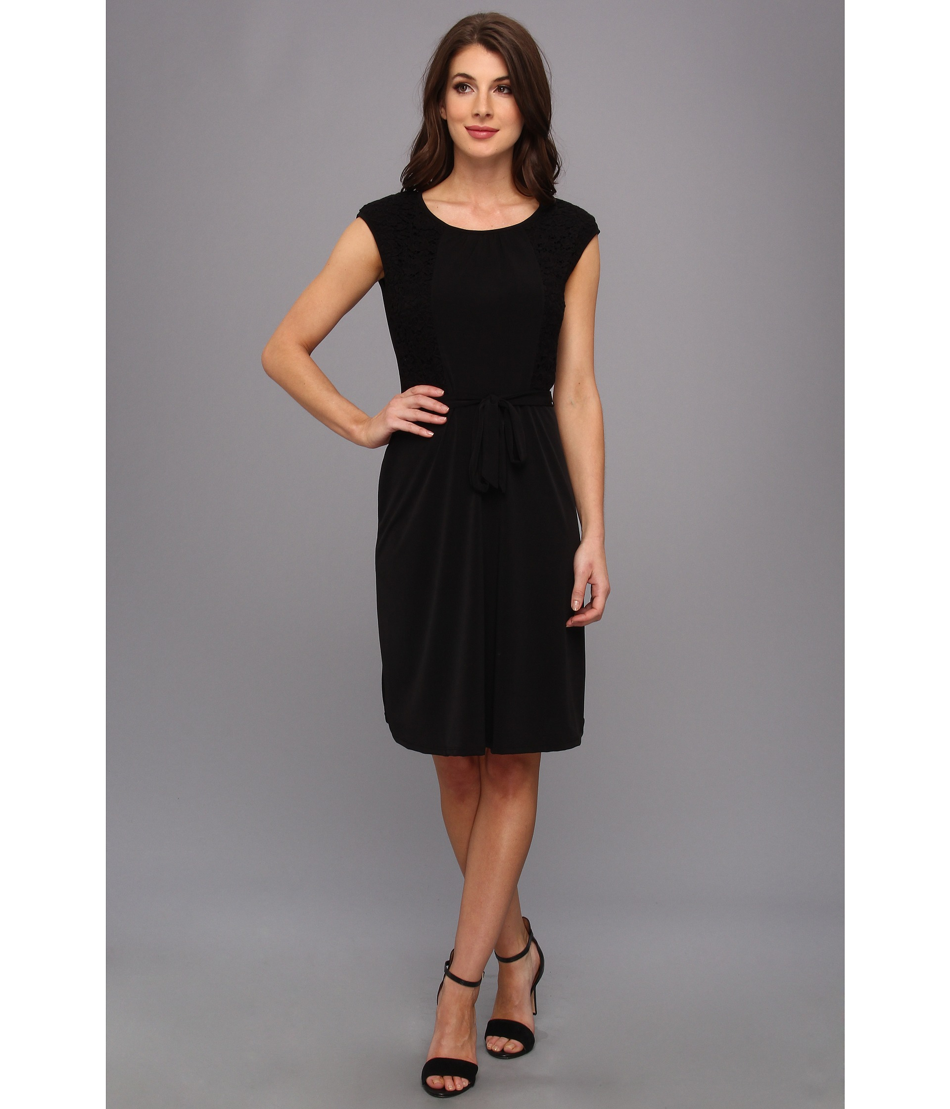 calvin klein black cap sleeve dress