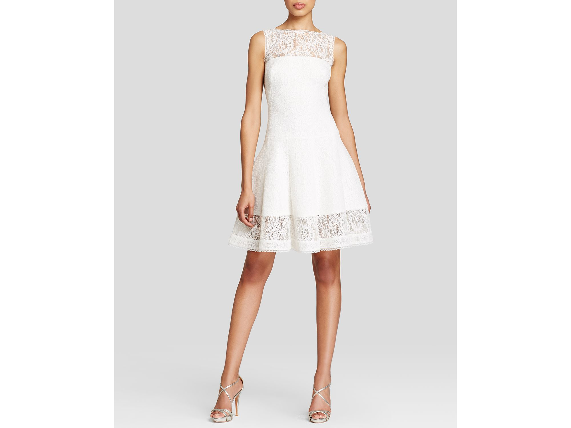 Lyst Tadashi Shoji Dress Sleeveless Lace Fit And Flare In White Gallery