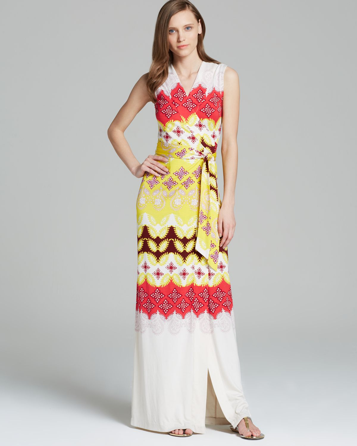 Diane Von Furstenberg Wrap Dress New Yahzi Silk in Yellow (Indian ...