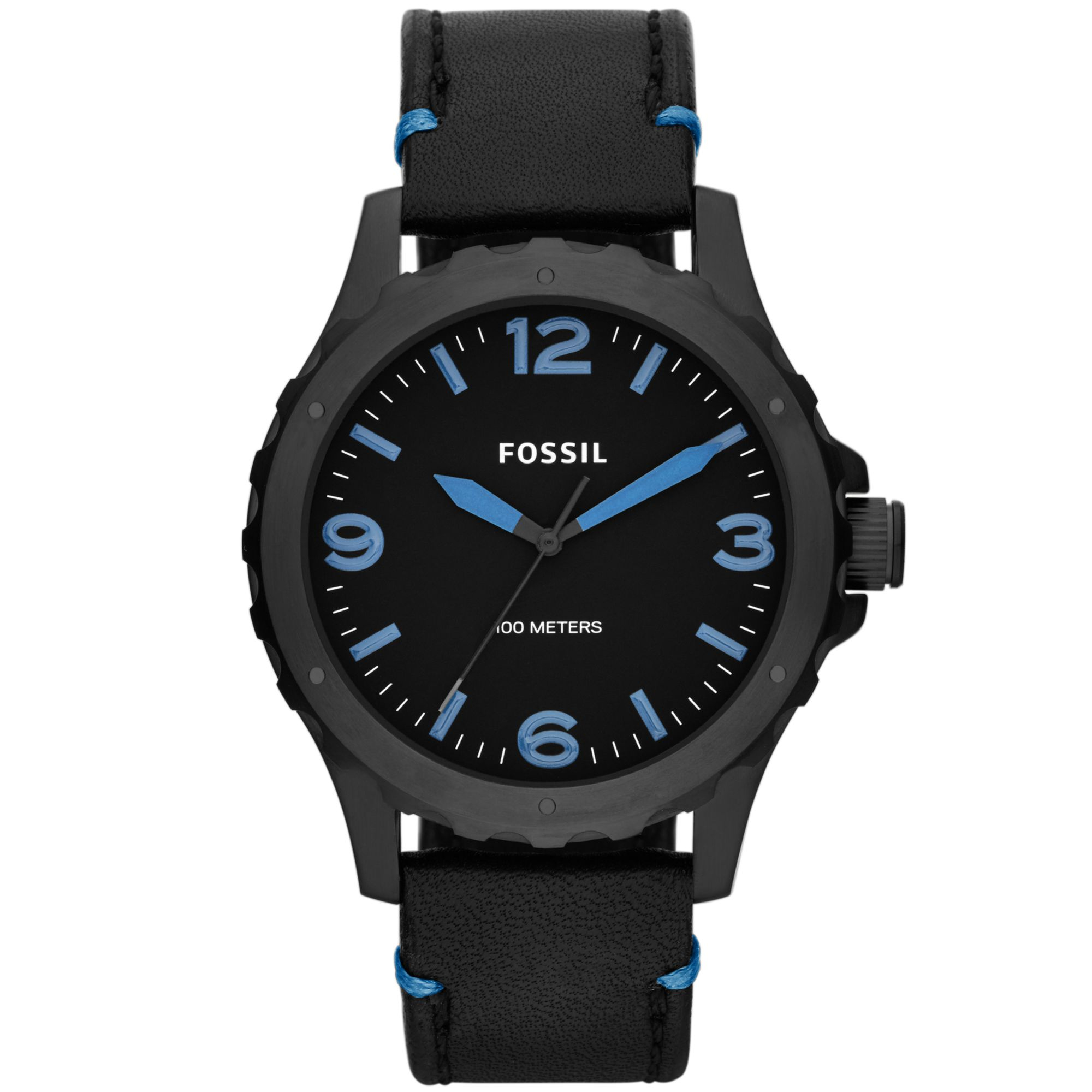 Fossil Mens Nate Black Leather Strap Watch 45mm in Black for Men | Lyst