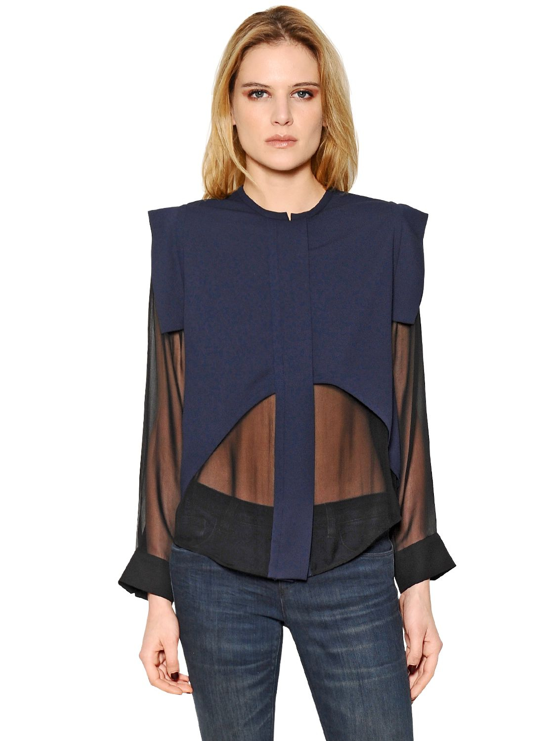 Lyst - Iro Silk Crepe Shirt with Sheer Details in Blue