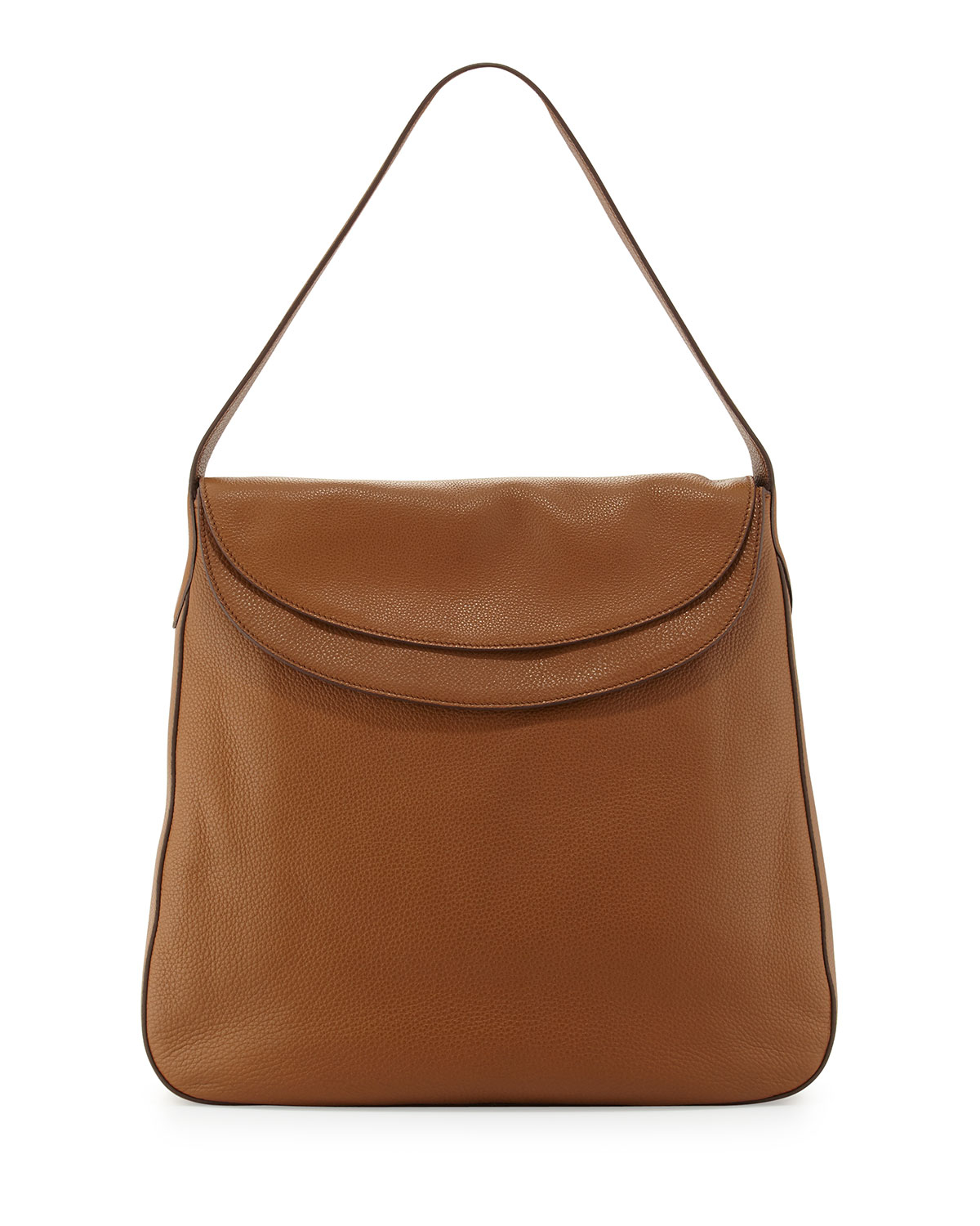 Prada Vitello Daino Double Flap Top Leather Hobo Bag in Brown ...  