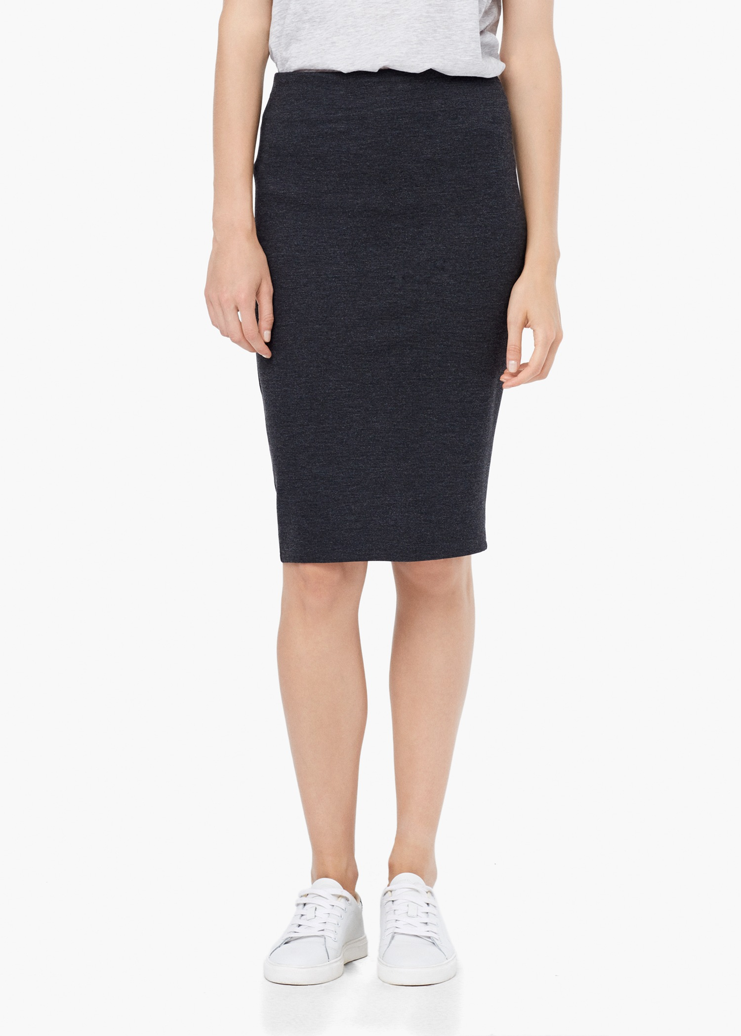 Lyst - Mango Back Vent Pencil Skirt in Gray
