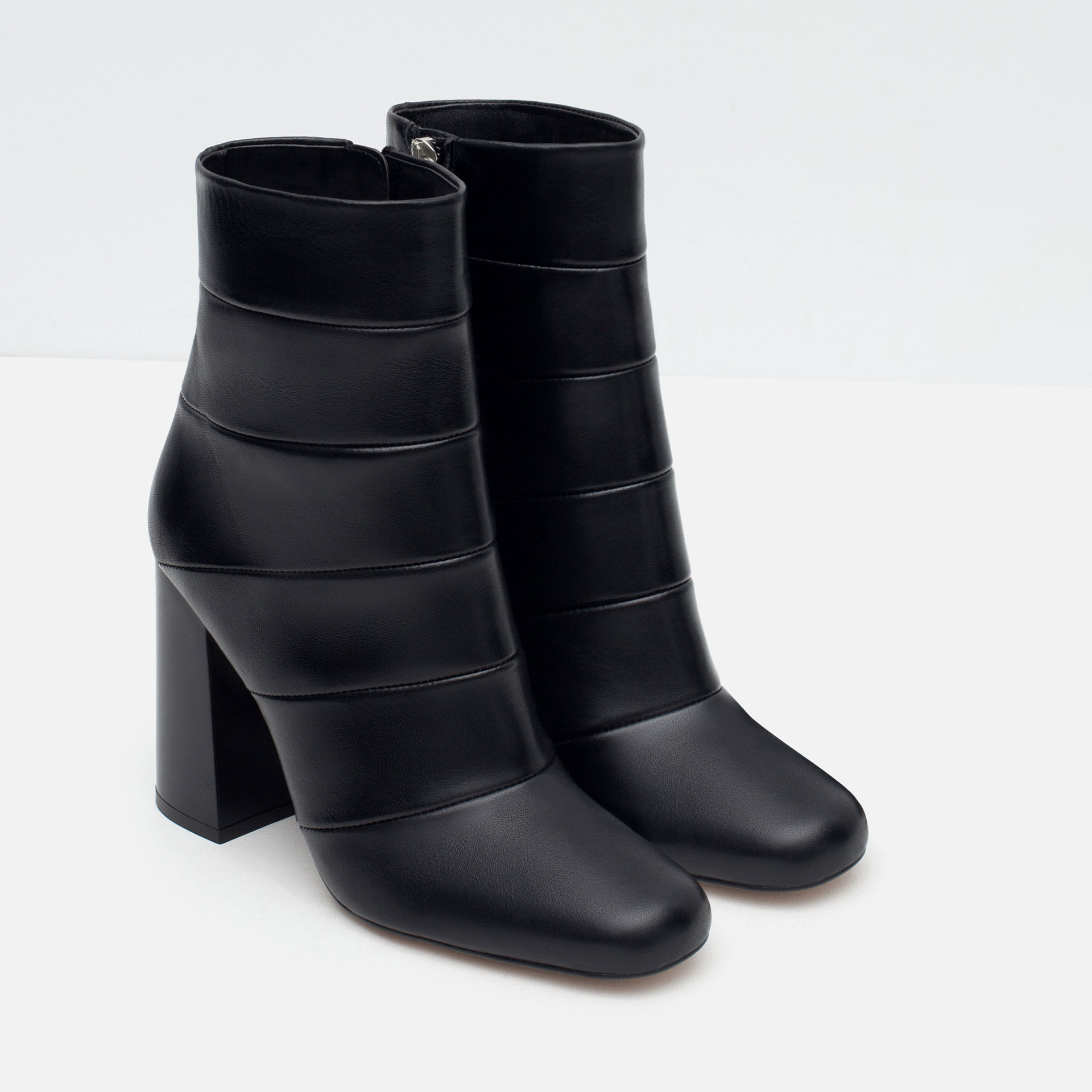 Zara High Heel Combined Leather Ankle Boots In Black Lyst